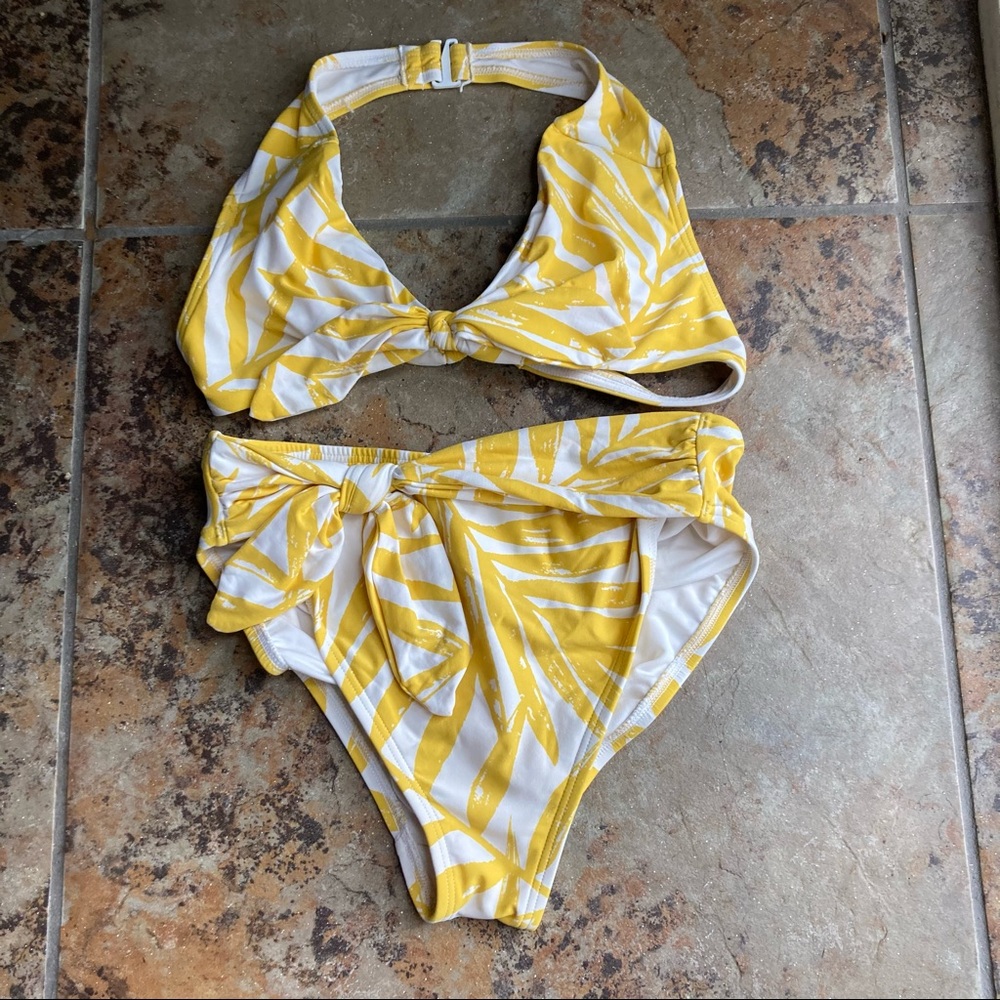 Carmen Marc Valvo Yellow and White Bikini